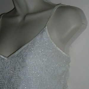 Vintage Rare Spaghetti Straps Fringe Crochet Lace Lined Fun Sexy Party Top